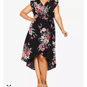 City Chic Black Floral High Low Dress